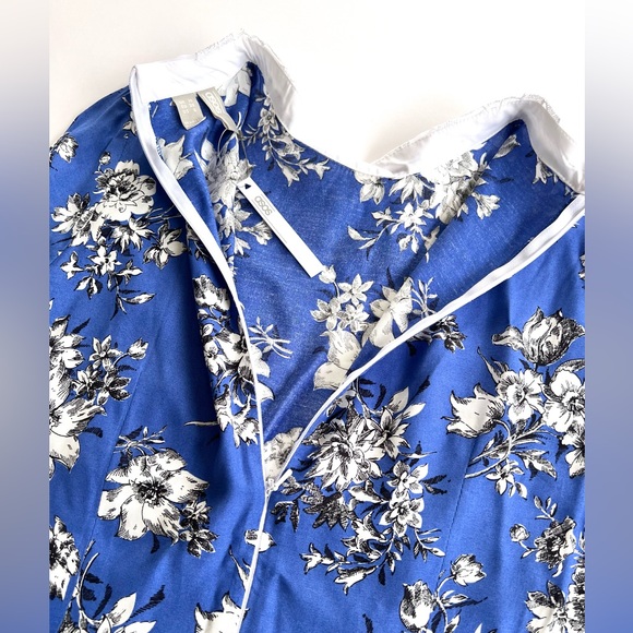 ✨NWT✨ ASOS FLORAL MINI DRESS LACE COLLAR LONGSLEEVE BLUE WHITE BLACK SIZE 6 - Picture 9 of 13